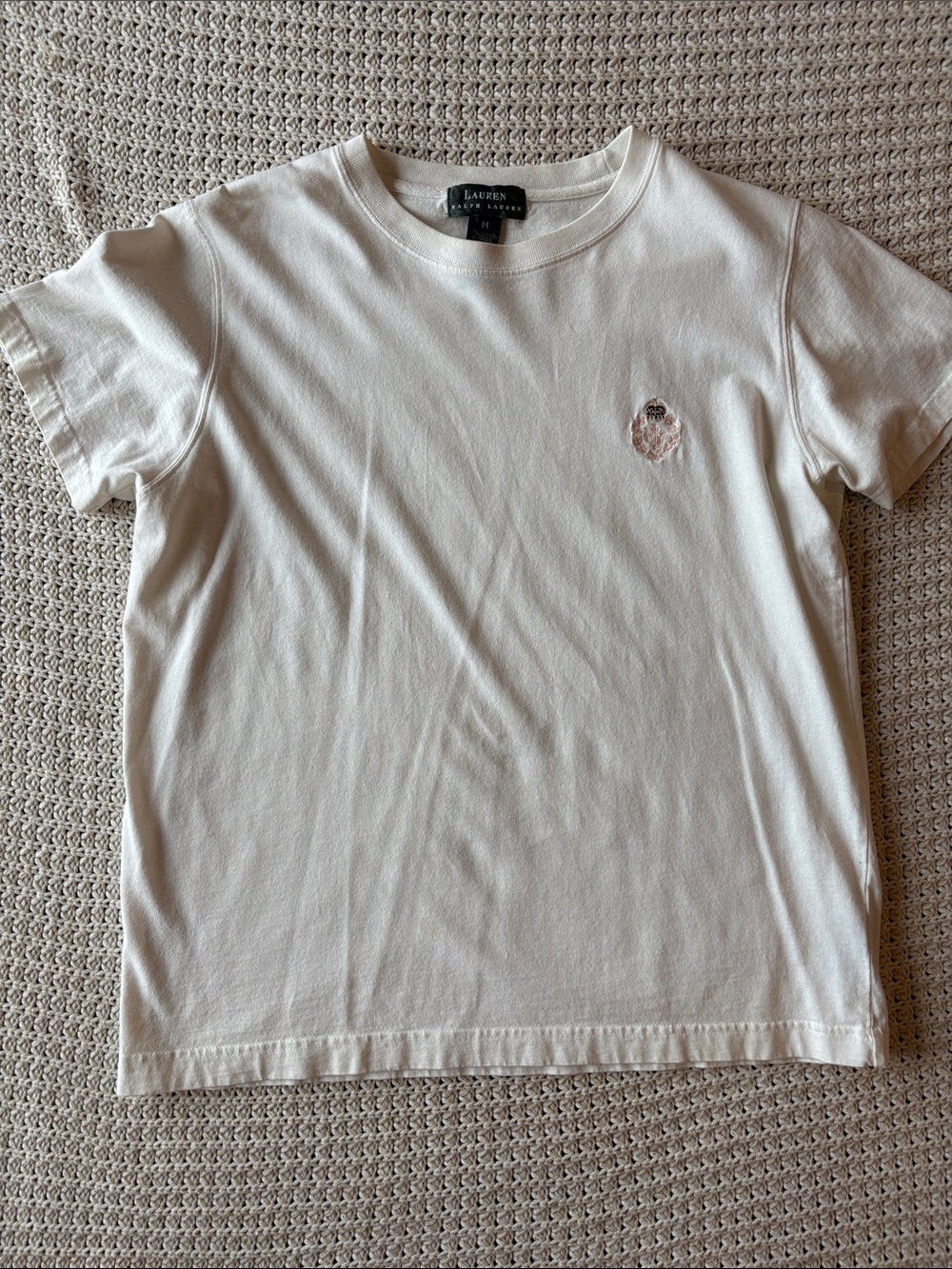 Vintage Lauren Ralph Lauren Cream Short Sleeve Logo Tee